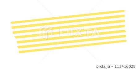 カットした黄色と白の縞模様のマスキングテープ - シンプルでおしゃれなデコレーション素材 カットした黄色と白の縞模様のマスキングテープ - シンプルでおしゃれなデコレーション素材 113416029