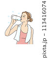 ペットボトルを手に持ち水を飲む女性　水分補給 113416074