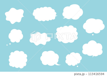 シンプルな雲型ふきだしのセット　吹き出し素材 113416594