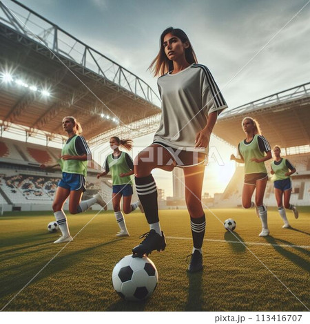 サッカーボールと女性 サッカーボールと女性 113416707