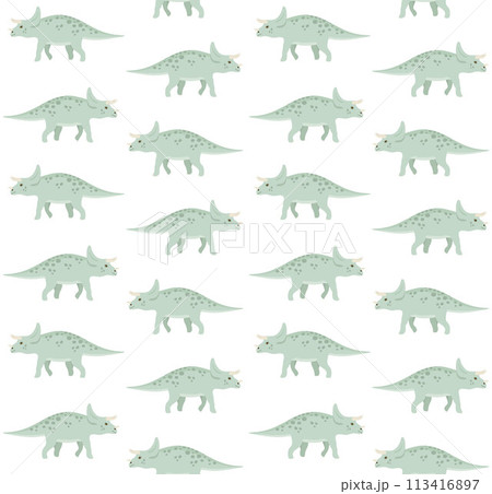 Vector seamless pattern of triceratops dinosaur 113416897