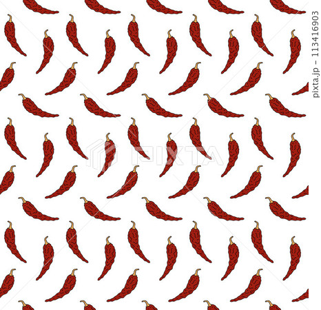 Vector seamless pattern of dried chili pepper 113416903