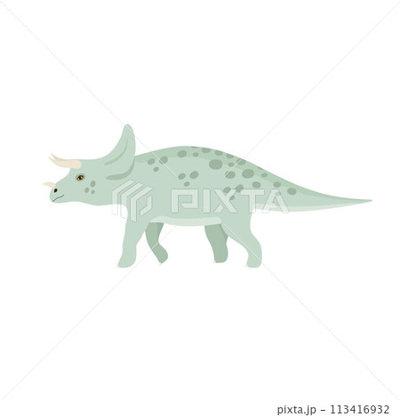 Vector hand drawn flat triceratops dinosaur Vector hand drawn flat triceratops dinosaur 113416932