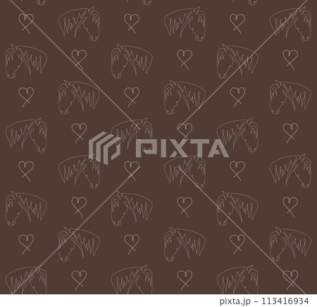 Vector seamless pattern of horses and hearts Vector seamless pattern of horses and hearts 113416934
