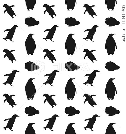 Vector seamless pattern of penguin silhouette Vector seamless pattern of penguin silhouette 113416935
