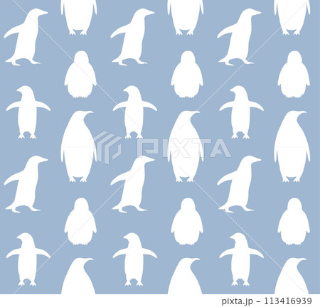 Vector seamless pattern of penguin silhouette 113416939