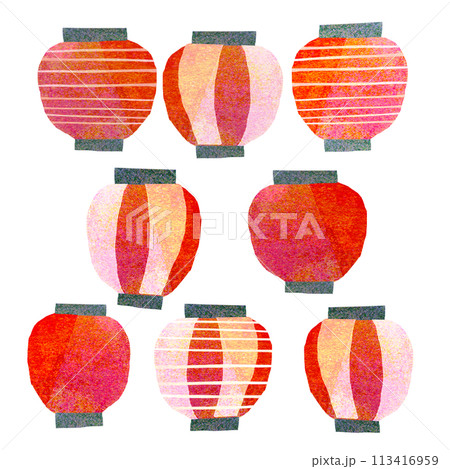 いろんな提灯のイラスト コラージュ素材 いろんな提灯のイラスト コラージュ素材 113416959