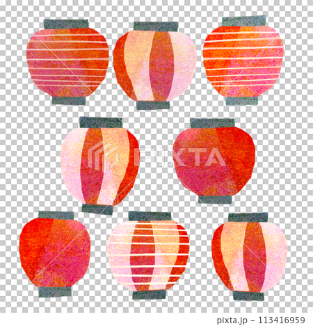 いろんな提灯のイラスト コラージュ素材 いろんな提灯のイラスト コラージュ素材 113416959