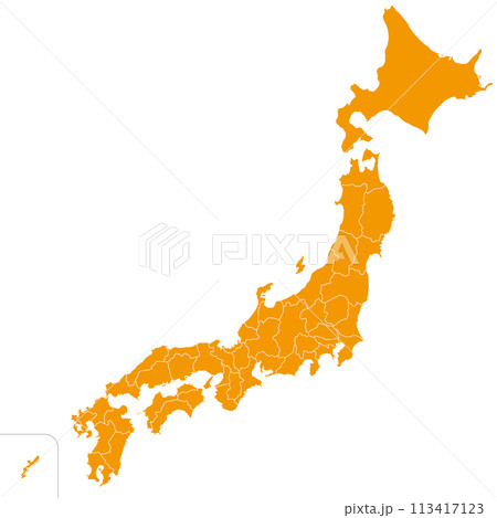 Simple map of Japan with 47 prefectures and - Stock