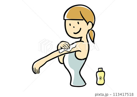 日焼け止めクリームを塗る女性 113417518