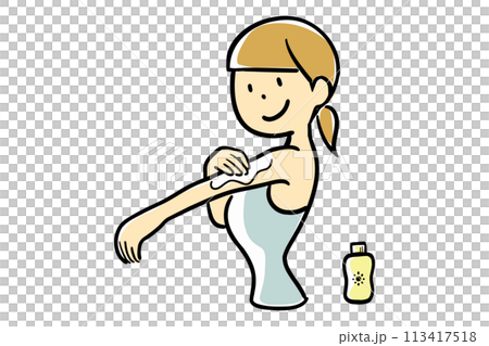 日焼け止めクリームを塗る女性 113417518