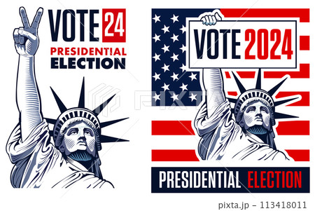 2024 United States Presidential Election - concept with Liberty Statue	 113418011