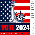 2024 United States Presidential Election - concept with Liberty Statue	 113418014