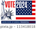 2024 United States Presidential Election - concept with Liberty Statue	 113418018