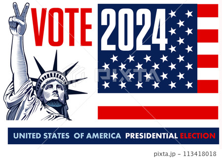 2024 United States Presidential Election - concept with Liberty Statue	 113418018