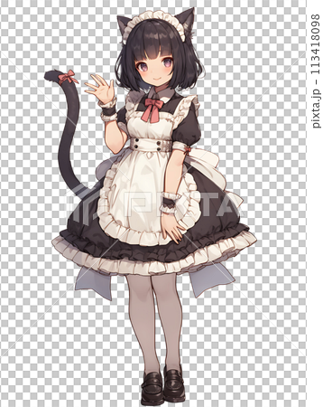イラスト 手描き アナログ A4サイズ 女の子 メイド服 ウサ耳
