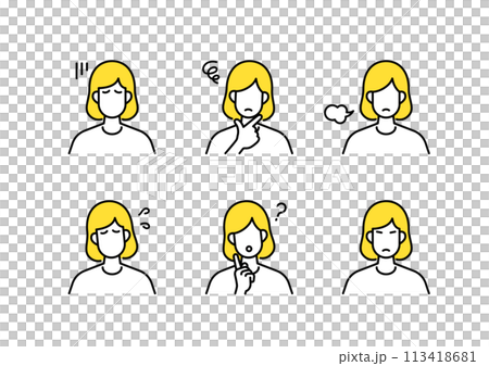 消極的女人圖標集 消極的女人圖標集 113418681