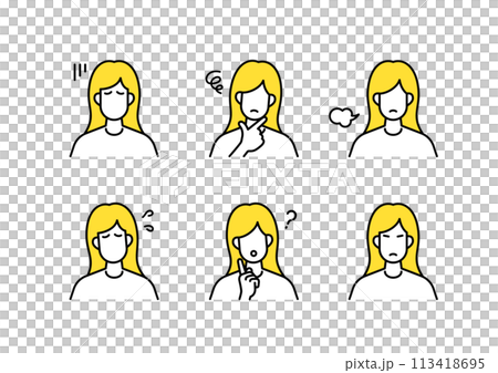 消極的女人圖標集 消極的女人圖標集 113418695