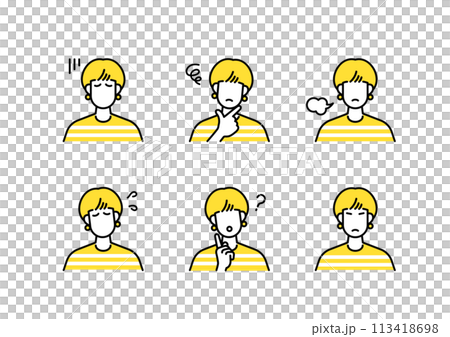 ネガティブな女性アイコンセット 113418698