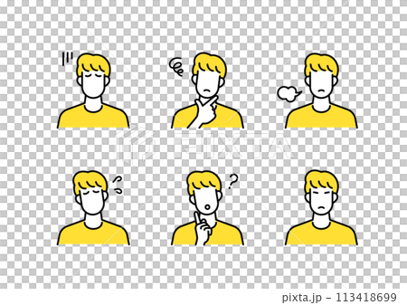 Negative male icon set Negative male icon set 113418699