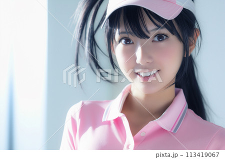 笑顔のゴルフ女子 113419067