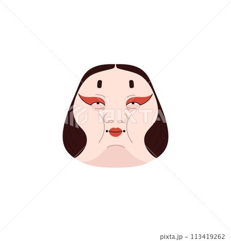 Kabuki mask for theatrical performance on an isolated background. 113419262
