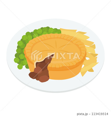 ステーキアンドキドニーパイのイラスト 113419314