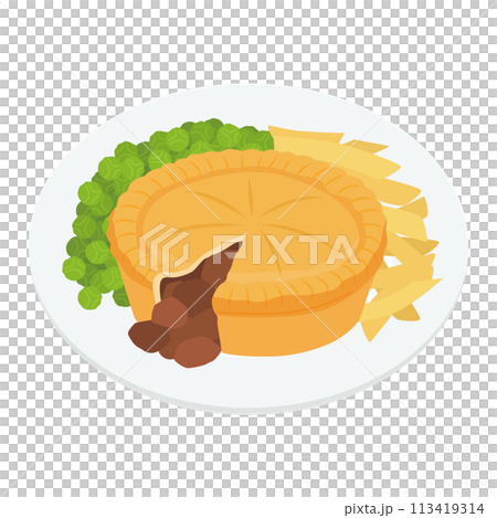 ステーキアンドキドニーパイのイラスト 113419314