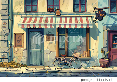 自転車と昭和の街角 113419411