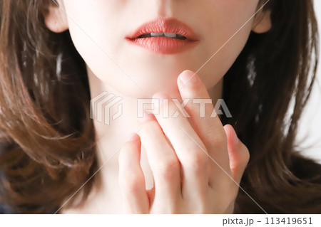 女性の口元　スキンケアイメージ 113419651