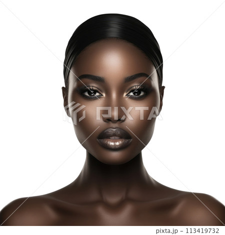 Portrait of black woman isolated on transparent background 113419732