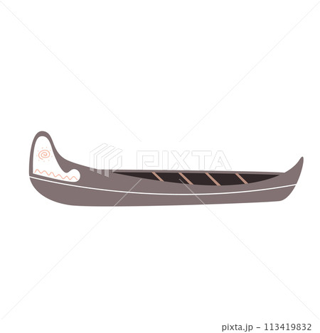 Canoe. Vector illustration of a canoe isolated on white background. 113419832