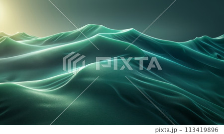 Green data waves representing the future of networking 113419896