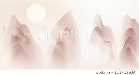 Modern design vector illustration of beautiful Chinese ink landscape painting. 113419934