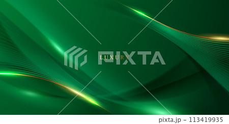 green abstract background design with elegant golden elements vector illustration 113419935