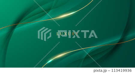 green abstract background design with elegant golden elements vector illustration 113419936
