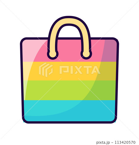 Bright striped beach bag. Vector illustration. Bright striped beach bag. Vector illustration. 113420570