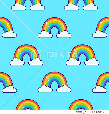 Rainbow seamless pattern. Vector illustration 113420578