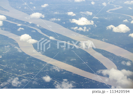 Aerial View Of Mekong River Flows Through The Mekong Delta In South Vietnam. 113420594