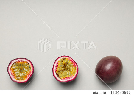 Concept of delicious and juicy exotic fruit - passion fruit 113420697