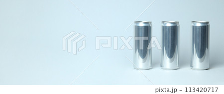 Tin cans for drinks on a white background 113420717