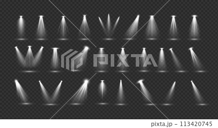 White stage backlight effects 3d realistic illustration set White stage backlight effects 3d realistic illustration set 113420745
