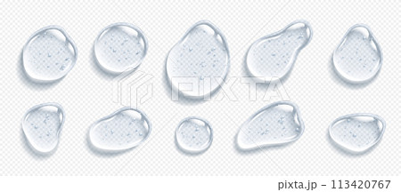 Collagen gel clear drops realistic vector illustration set 113420767