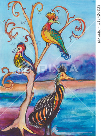 Spring, exotic birds 113420835