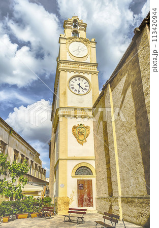 Bell and clock tower of Sant'Agata Cathedral, Gallipoli, Italy Bell and clock tower of Sant'Agata Cathedral, Gallipoli, Italy 113420944