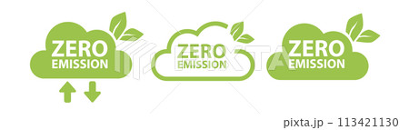 Zero Emission. Carbon neutral. Zero greenhouse gas emissions objective. Vector 113421130