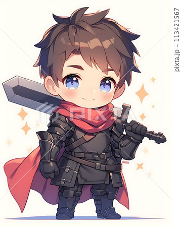 可愛いちびキャラの勇者の男の子　AI 113421567