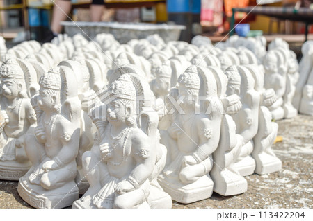 Hindu figurines in plaster of Lord Hanuman God in Hinduism at India 113422204