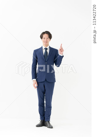 ビジネス　男性　全身　指差し 113422720