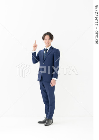 ビジネス　男性　全身　指差し 113422746